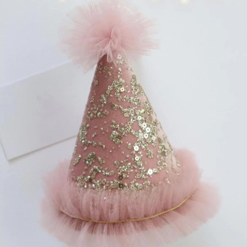 Solid With Embroidery Barrette - Mesh Lace Sequin Hat - 0-7Y - image 6