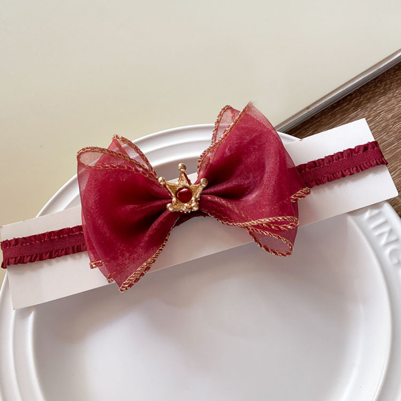 Solid With Bow Hairband - Wine - 0-3Y - image 4