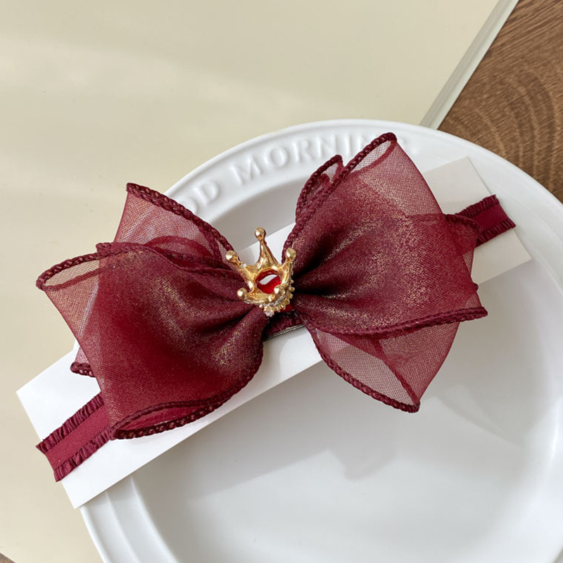 Solid With Bow Hairband - Burgundy - 0-3Y - image 8