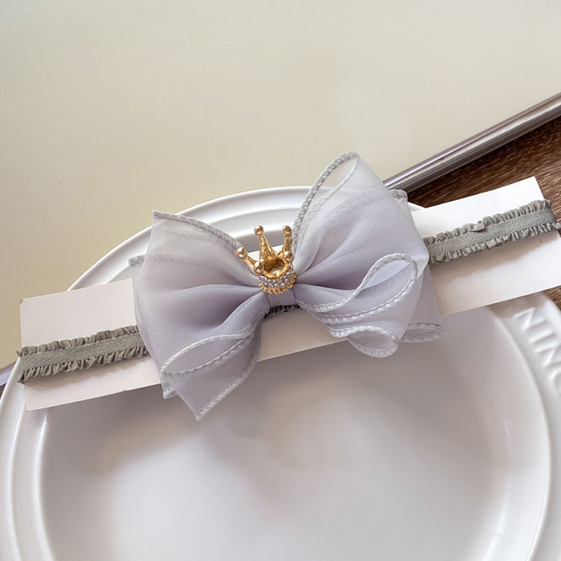 Solid With Bow Hairband - Light Gray - 0-3Y - image 13