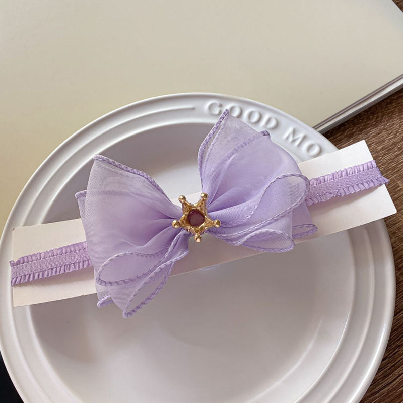 Solid With Bow Hairband - Purple - 0-3Y - image 15