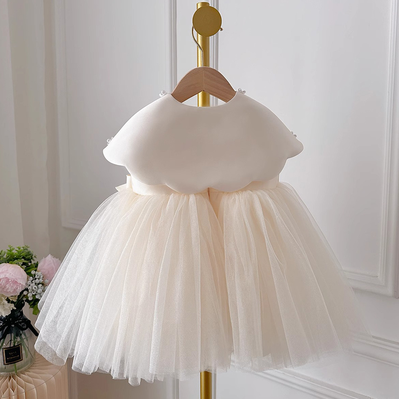 Satin Folds Bow Imitation Pearls Sleeveless Regular Dresses - image 11