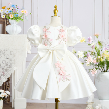 Satin Rosette Short Sleeve Regular Dresses - image 2