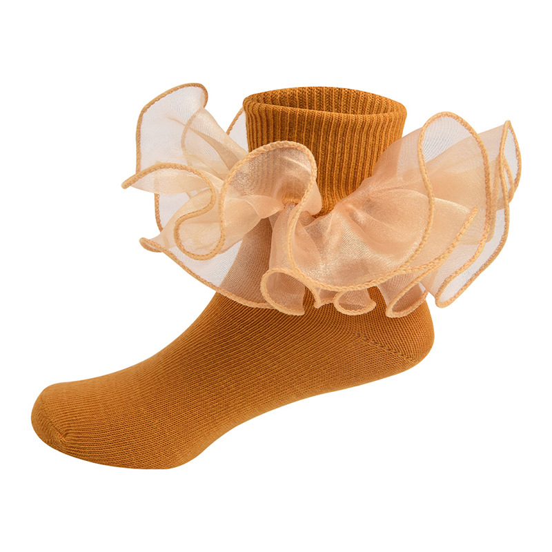 Solid Stitching Lace Socks - Turmeric - 8-10Y - image 9