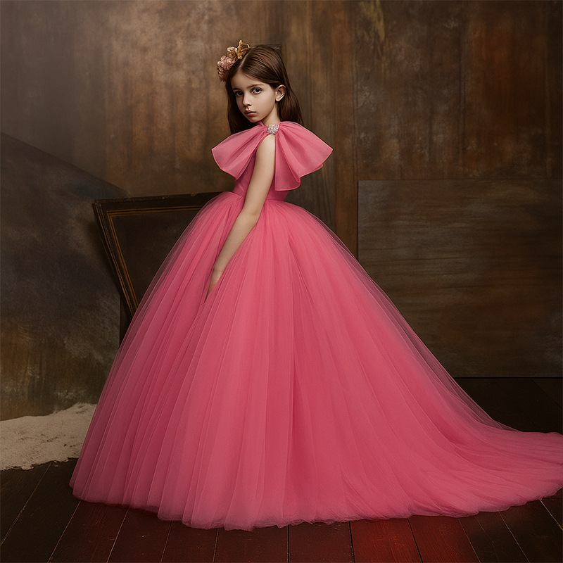 Mesh Folds Sleeveless Maxi Dresses - Pink - 15-16Y - image 1