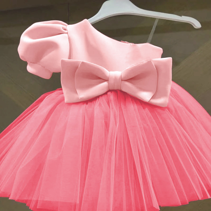 Mesh Bow Short Sleeve Regular Dresses - image 2