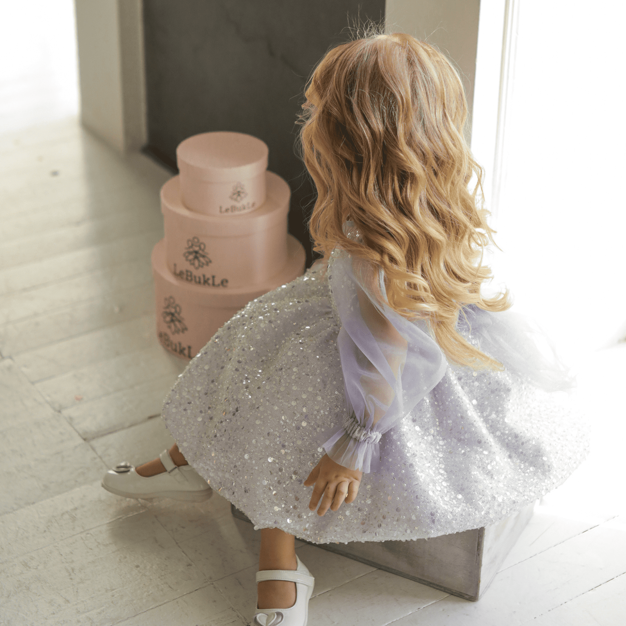 Glitter Bow Long Sleeve Midi Dresses  loviray