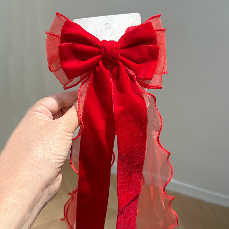 Solid With Bow Barrette - Red Velvet - 4-12Y - image 3