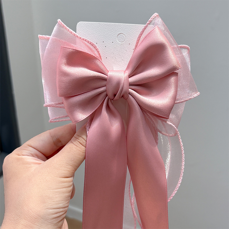 Solid With Bow Barrette - Dark Pink - 4-12Y - image 4