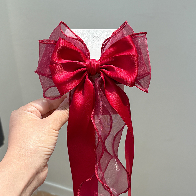 Solid With Bow Barrette - Wine Red - 4-12Y - image 6