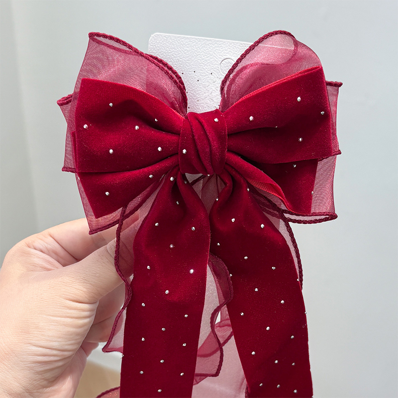 Solid With Bow Barrette - Wine With Diamonds - 4-12Y - image 11