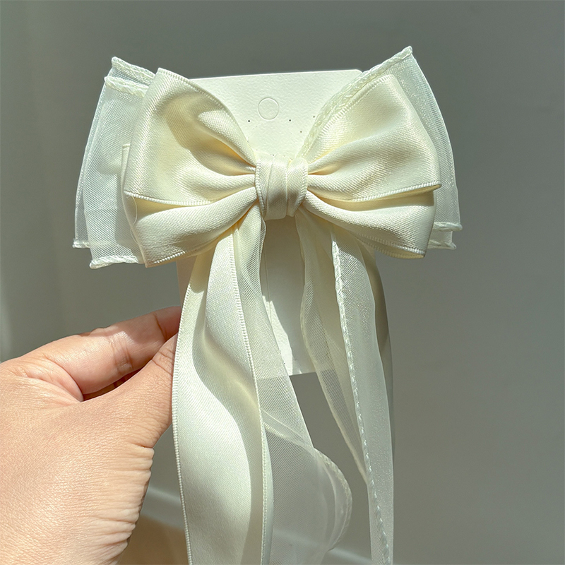 Solid With Bow Barrette - Beige - 4-12Y - image 14