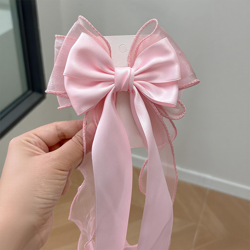 Solid With Bow Barrette - Light Pink - 4-12Y - image 15