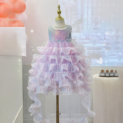 Glitter Folds Bow Sleeveless Regular Dresses - image 3