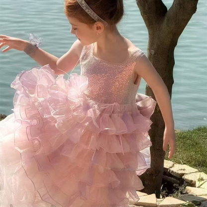 Glitter Folds Bow Sleeveless Regular Dresses - image 15