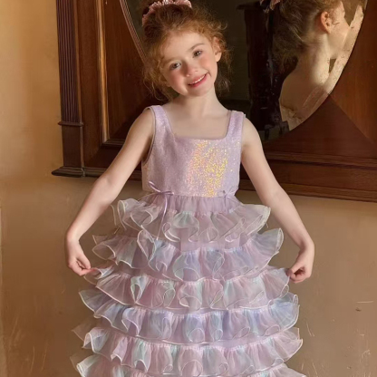 Glitter Folds Bow Sleeveless Regular Dresses - image 4