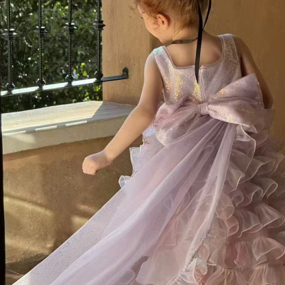 Glitter Folds Bow Sleeveless Regular Dresses - image 7