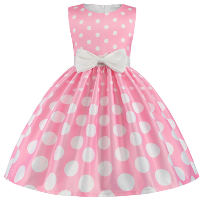 Satin Printing Bow Sleeveless Regular Dresses - image 2