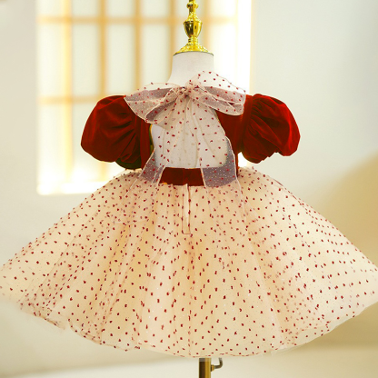 Velvet Bow Short Sleeve Midi Dresses - image 2