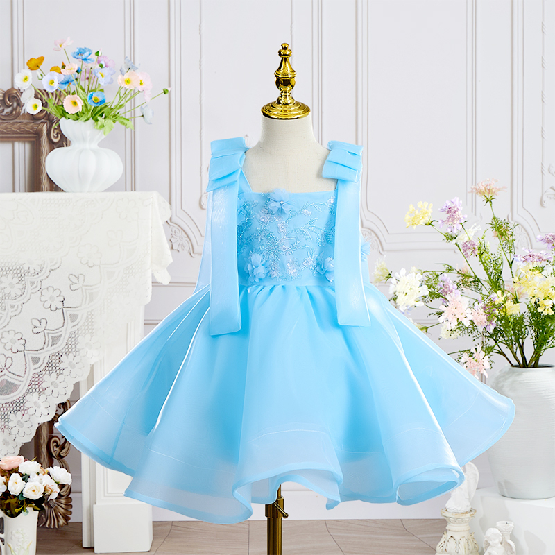 Organza Rosette Bow Sleeveless Regular Dresses - image 2