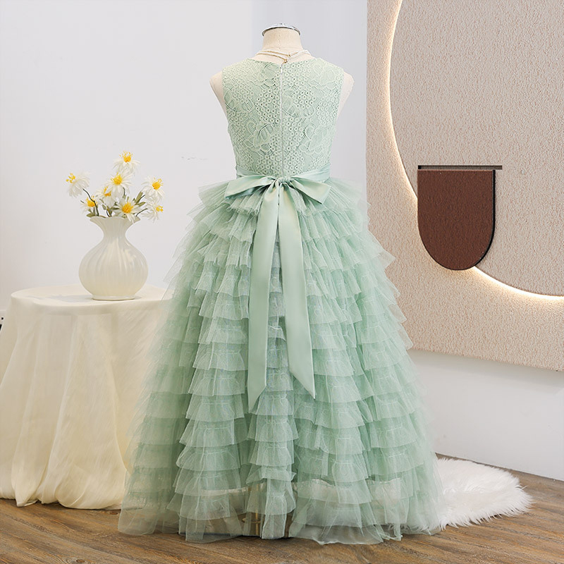 Mesh Bow Folds Lace Sleeveless Maxi Dresses - image 2