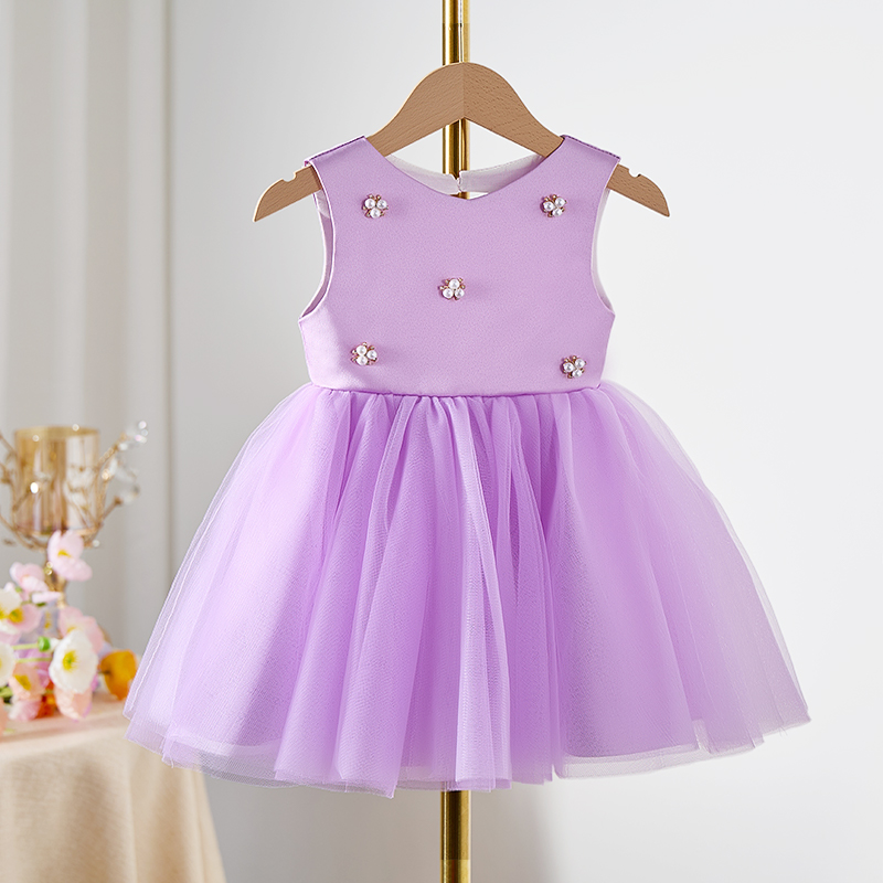 Satin Imitation Pearls Hollow Out Sleeveless Midi Dresses - image 5