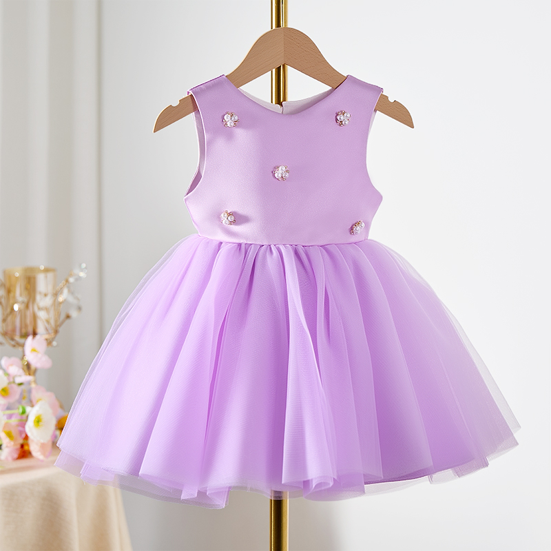 Satin Imitation Pearls Hollow Out Sleeveless Midi Dresses - image 4