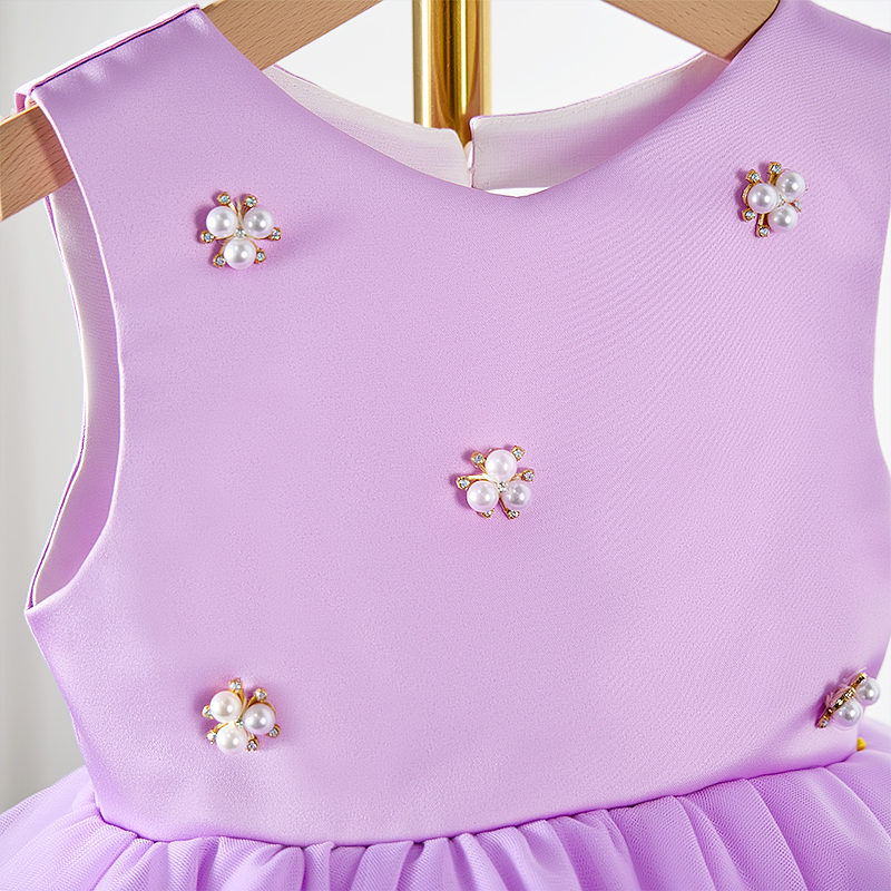 Satin Imitation Pearls Hollow Out Sleeveless Midi Dresses - image 9