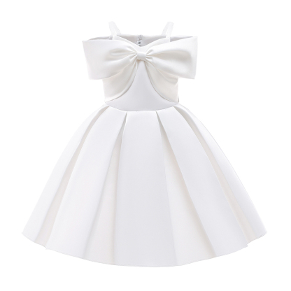 Satin Bow Cap Sleeve Midi Dresses - White - 9-10Y - image 27