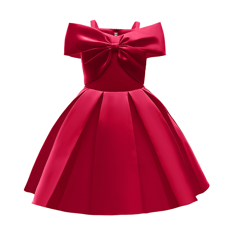Satin Bow Cap Sleeve Midi Dresses - Red - 9-10Y - image 10