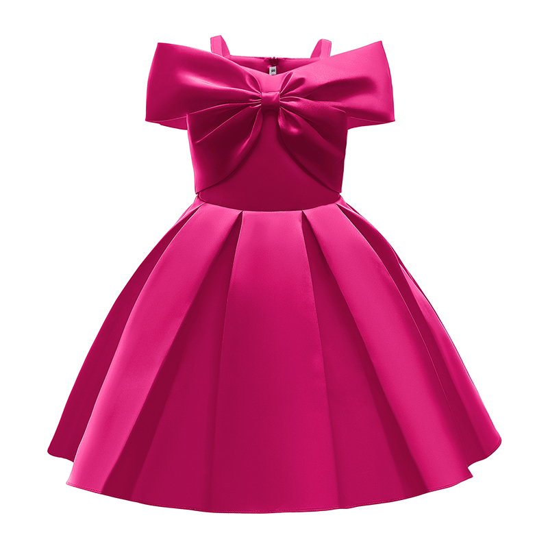Satin Bow Cap Sleeve Midi Dresses - Rose - 9-10Y - image 18
