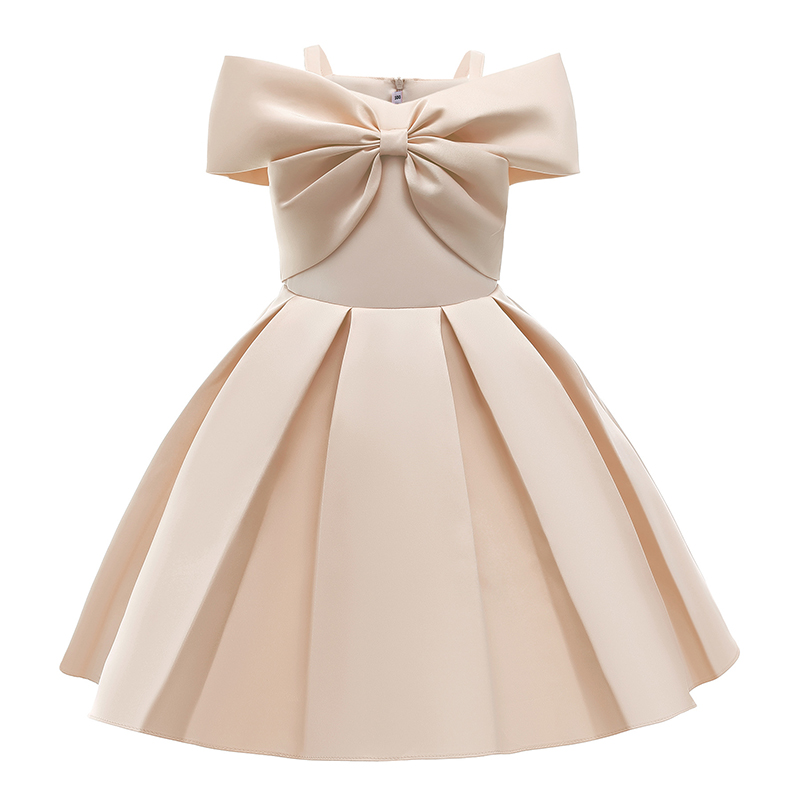 Satin Bow Cap Sleeve Midi Dresses - Champagne - 9-10Y - image 22