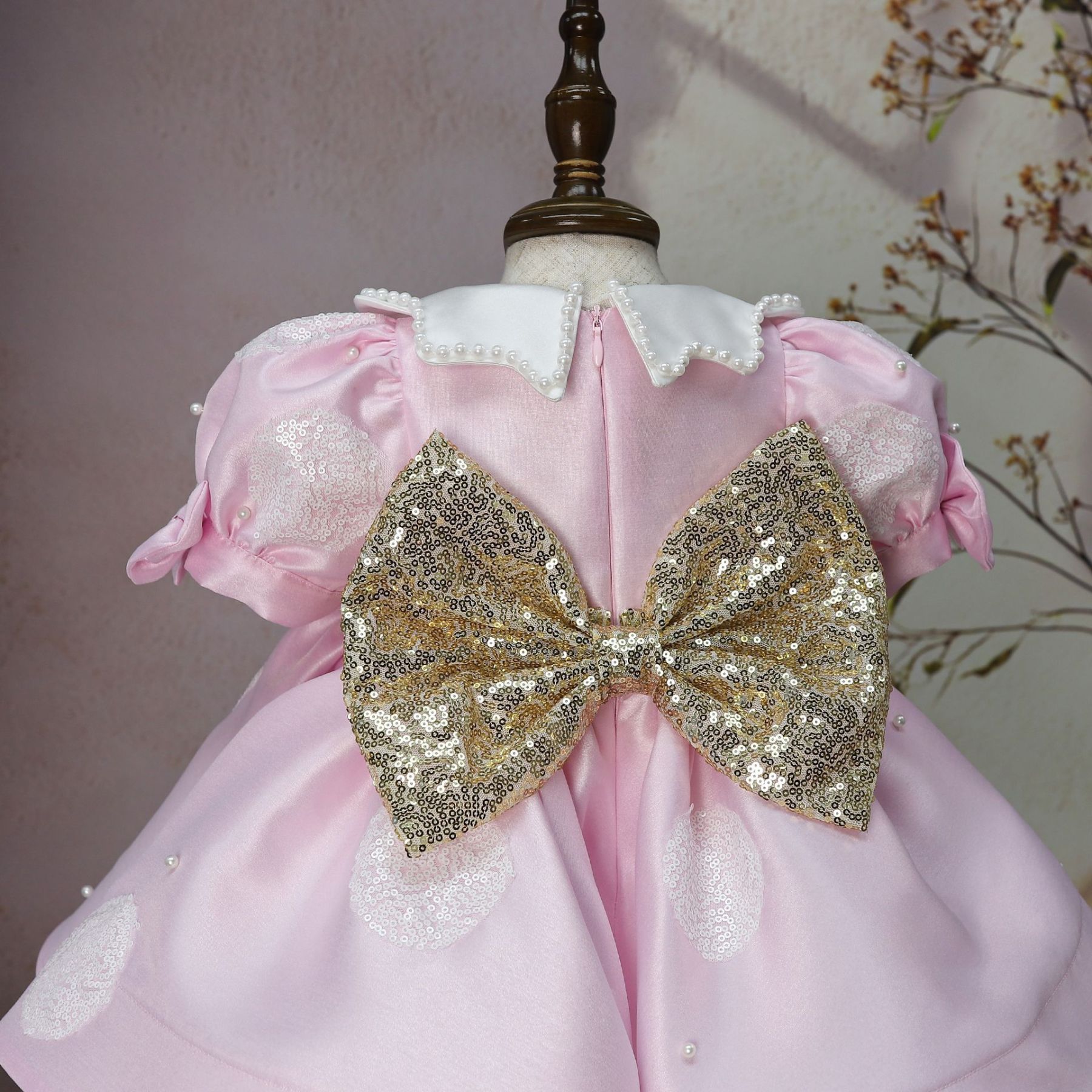 Satin Bow Short Sleeve Midi Dresses - image 8