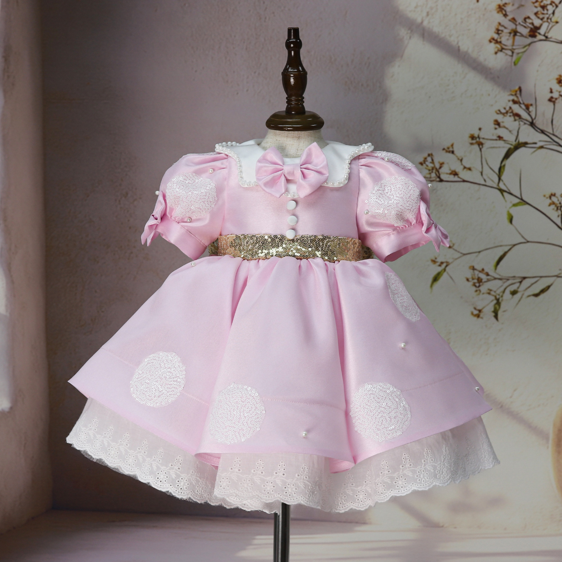 Satin Bow Short Sleeve Midi Dresses - image 3