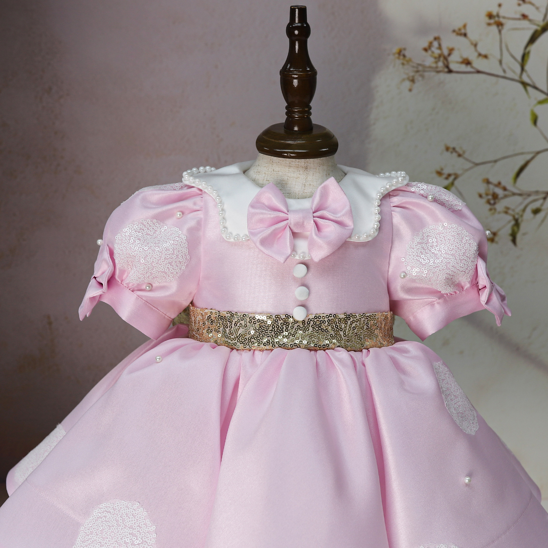 Satin Bow Short Sleeve Midi Dresses - image 5