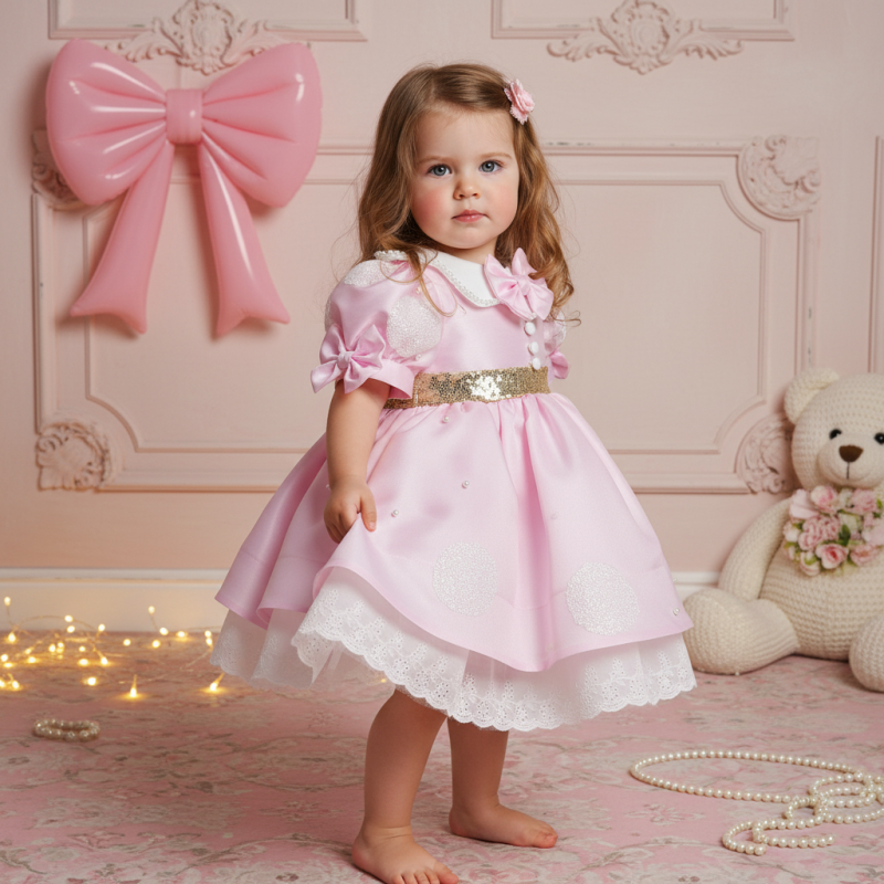 Satin Bow Short Sleeve Midi Dresses - image 2