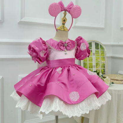 Satin Bow Short Sleeve Midi Dresses - image 5