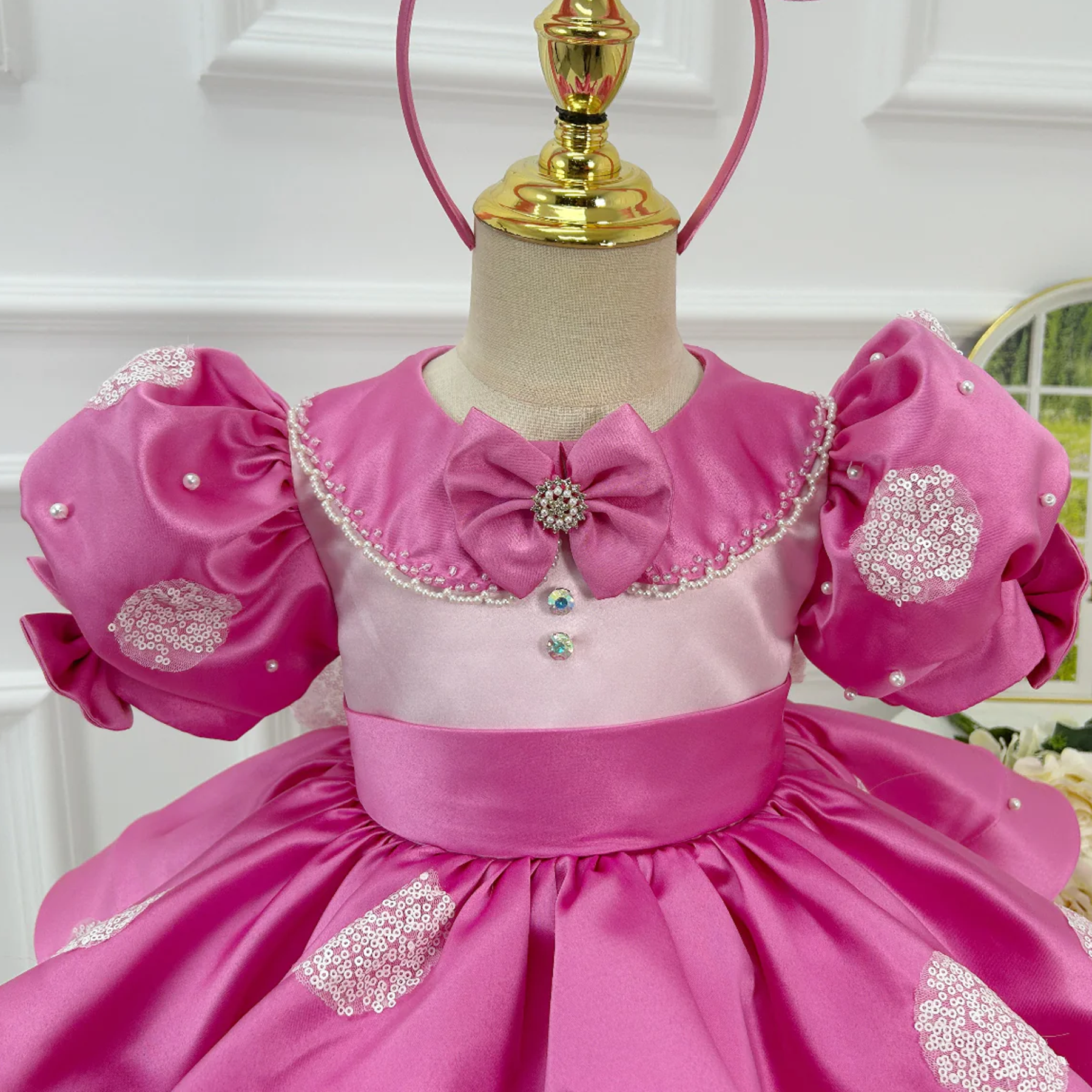 Satin Bow Short Sleeve Midi Dresses - image 7