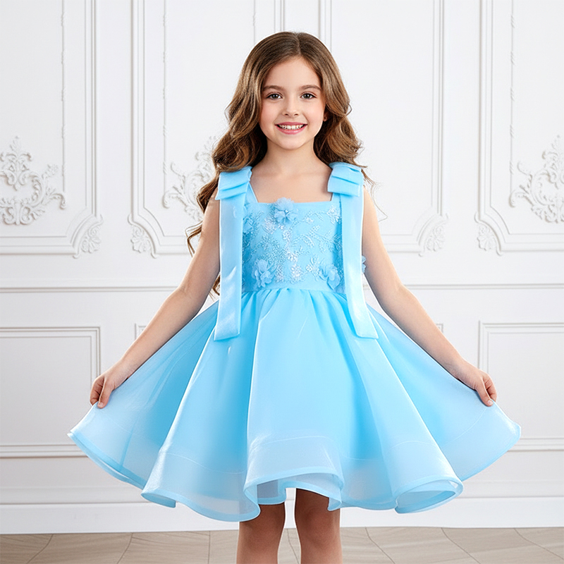 Organza Rosette Bow Sleeveless Regular Dresses - image 4