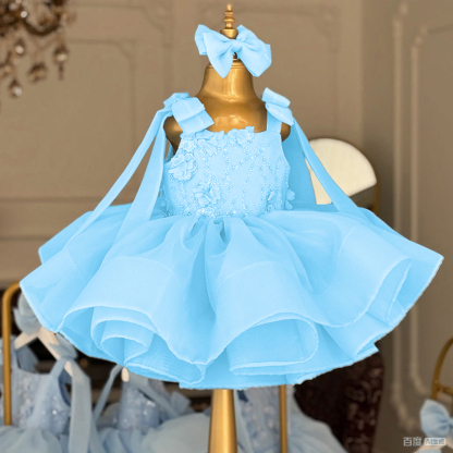 Organza Rosette Bow Sleeveless Regular Dresses - image 6