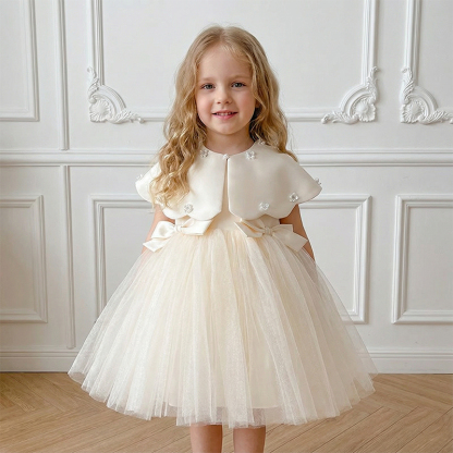 Satin Folds Bow Imitation Pearls Sleeveless Regular Dresses - image 6