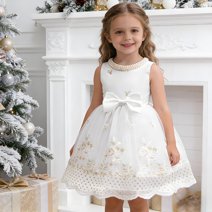 [Archive Sale] Mesh Bow Imitation Pearls Sleeveless Midi Dresses - image 4