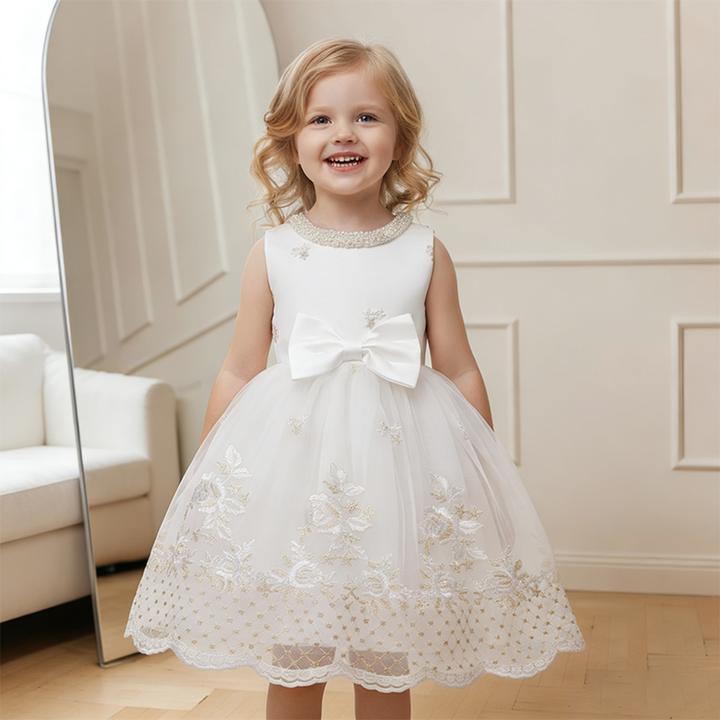 [Archive Sale] Mesh Bow Imitation Pearls Sleeveless Midi Dresses - image 5