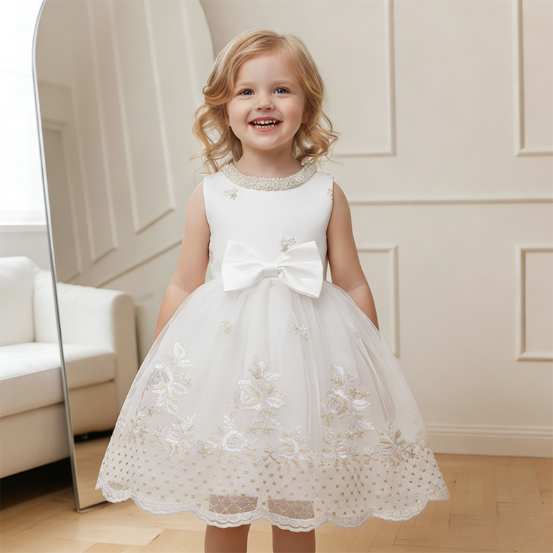 [Archive Sale] Mesh Bow Imitation Pearls Sleeveless Midi Dresses - image 5