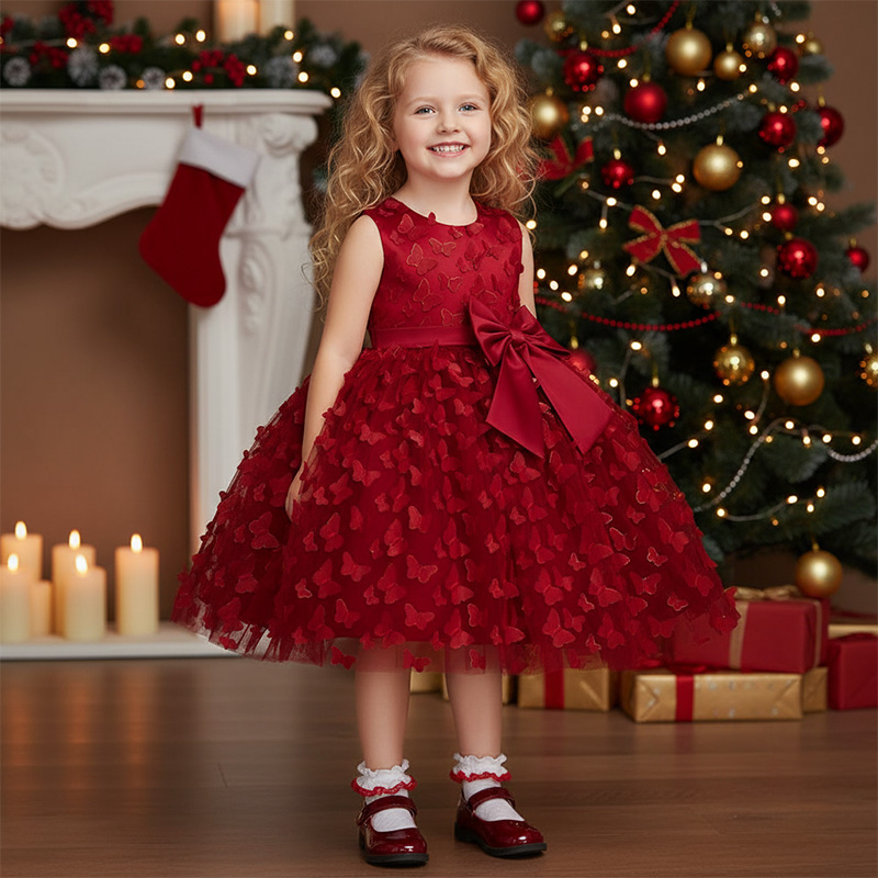 Mesh Bow Rosette Short Sleeve Mid-long Dresses - image 14