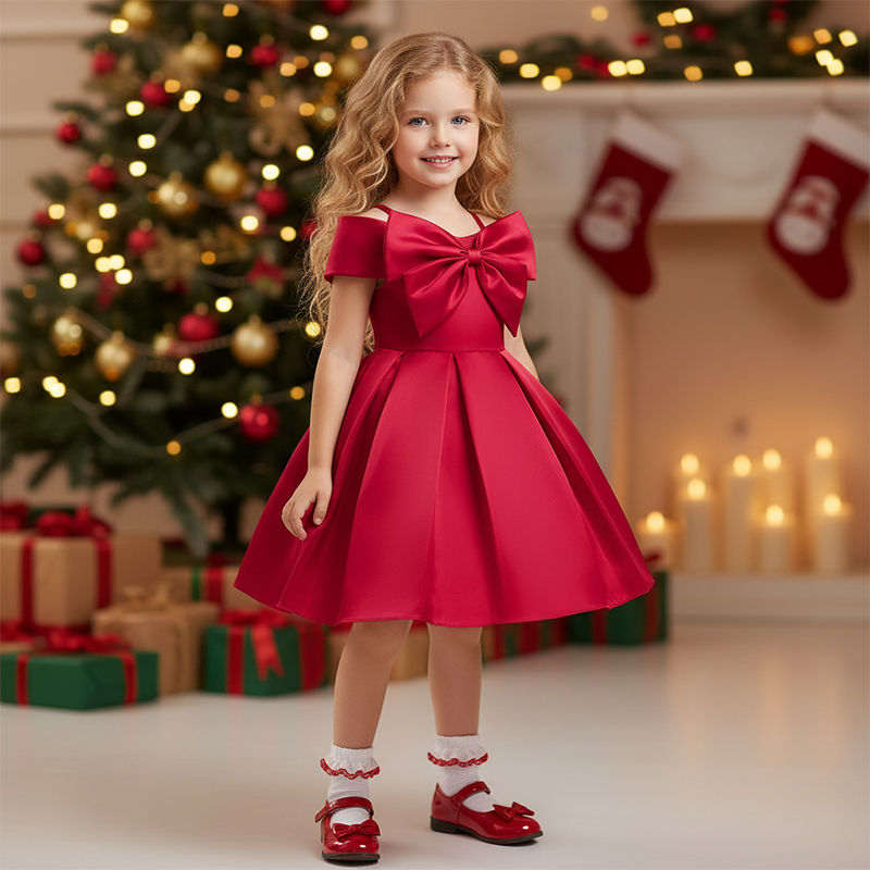 Satin Bow Cap Sleeve Midi Dresses - image 11