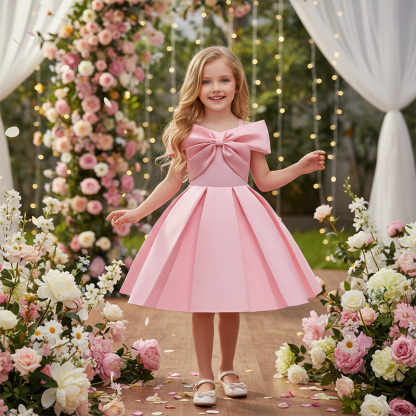 Satin Bow Cap Sleeve Midi Dresses - image 4