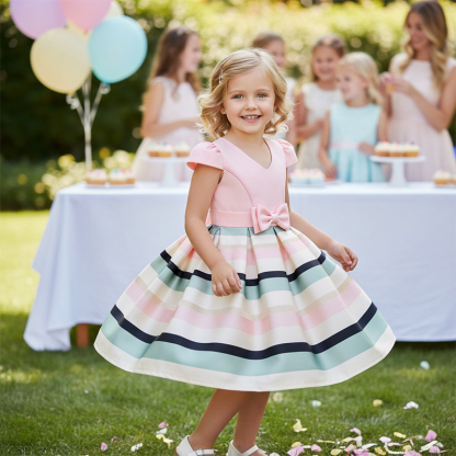 Satin Bow Cap Sleeve Regular Dresses - image 2