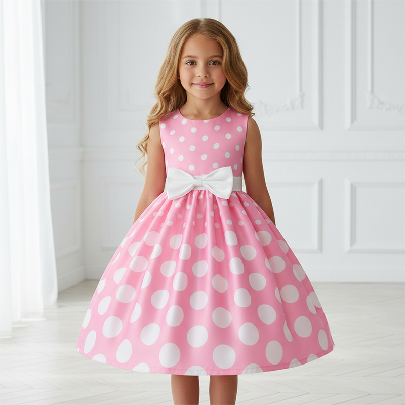 Satin Printing Bow Sleeveless Regular Dresses - image 3