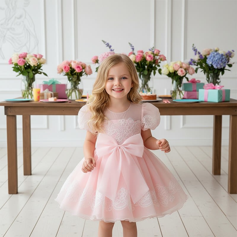 [Archive Sale] Organza Bow Lace Sleeveless Mid-long Dresses - image 2